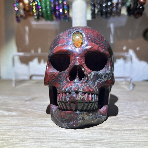 5” Brecciated Jasper Third Eye Skull - Picture 2 of 7